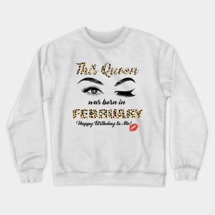 This Queen Was Born In February Leopard Pattern Crewneck Sweatshirt